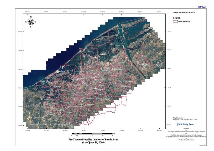 Cuplikan layar peta : Pre-Tsunami Satellite Imagery of Banda Aceh (As of June 18  2004)