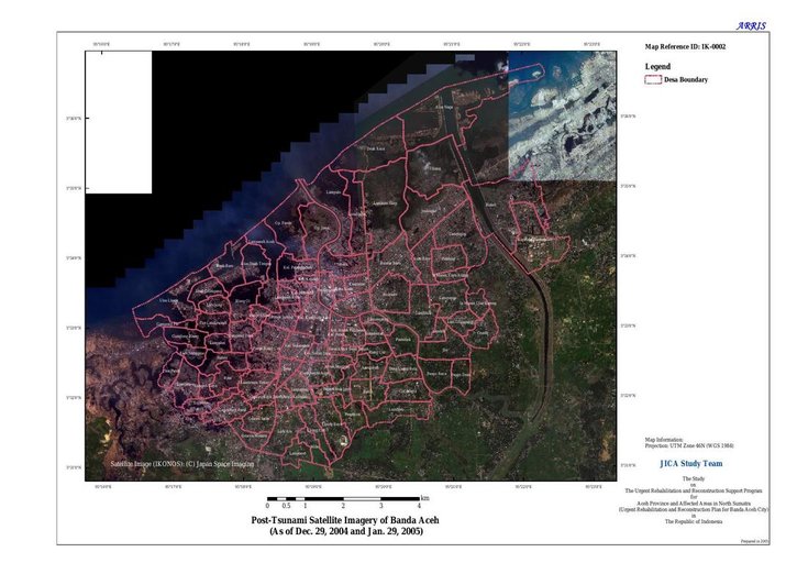Cuplikan layar peta : Post-Tsunami Satellite Imagery of Banda Aceh (As of Dec. 29  2004 and Jan. 29)