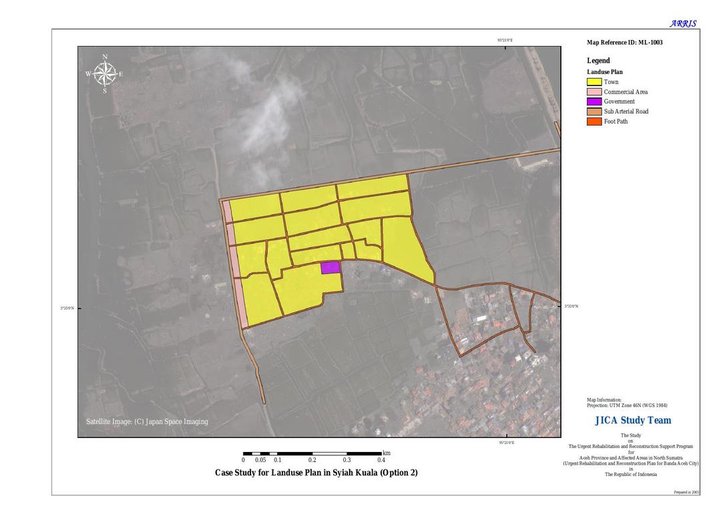 Cuplikan layar peta : Case Study for Landuse Plan in Syiah Kuala (Option 2)