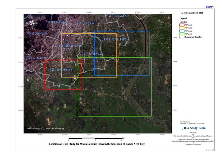Cuplikan layar peta : Location on Case Study for Micro Landuse Plans in the Southeast of Banda Aceh City