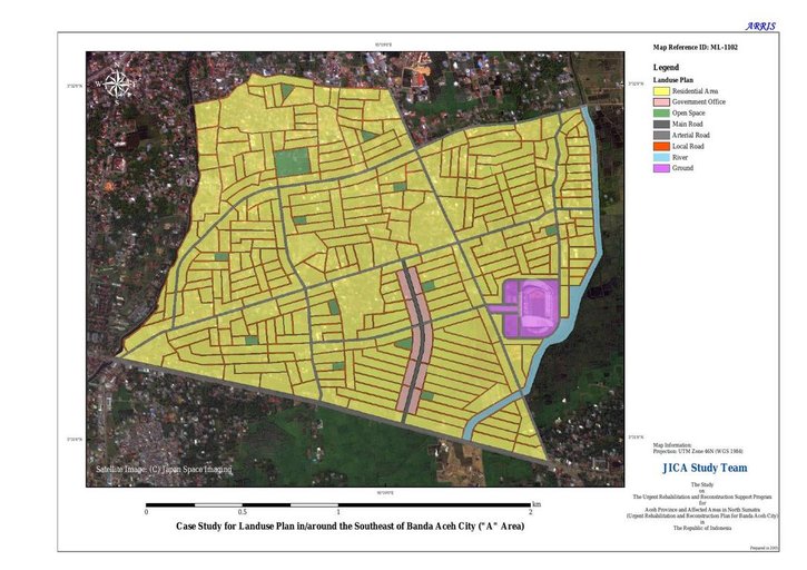 Cuplikan layar peta : Case Study for Landuse Plan in/around the Southeast of Banda Aceh City (""A"" Area)