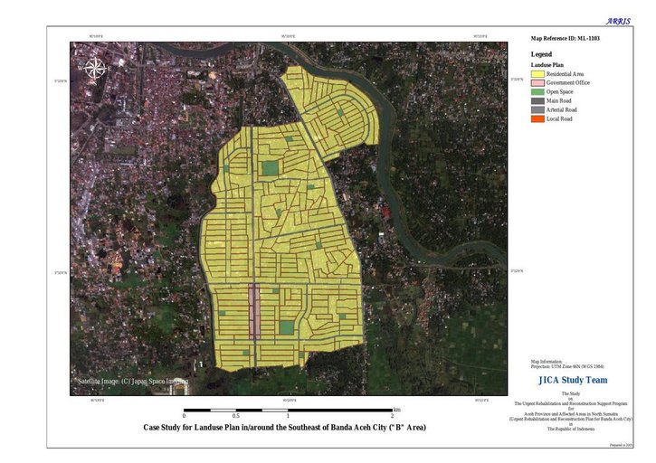 Cuplikan layar peta : Case Study for Landuse Plan in/around the Southeast of Banda Aceh City (""B"" Area)
