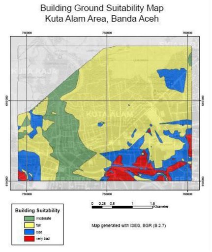 Cuplikan layar peta : Kuta Alam ISEG Building Ground Suitability Map