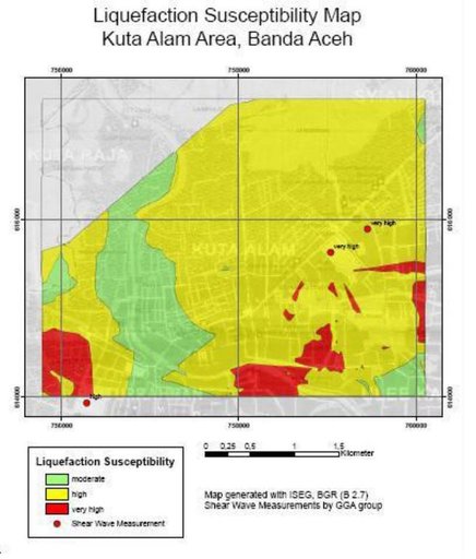 Cuplikan layar peta : Kuta Alam ISEG Liquefaction Map