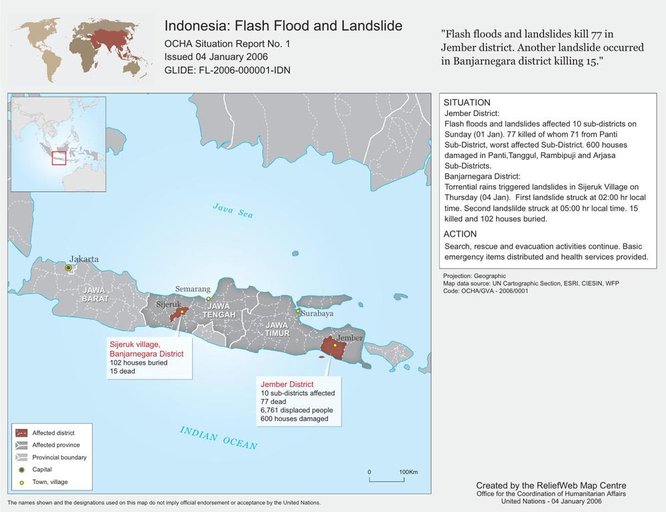 Cuplikan layar peta : Indonesia: Flash Flood And Landslide