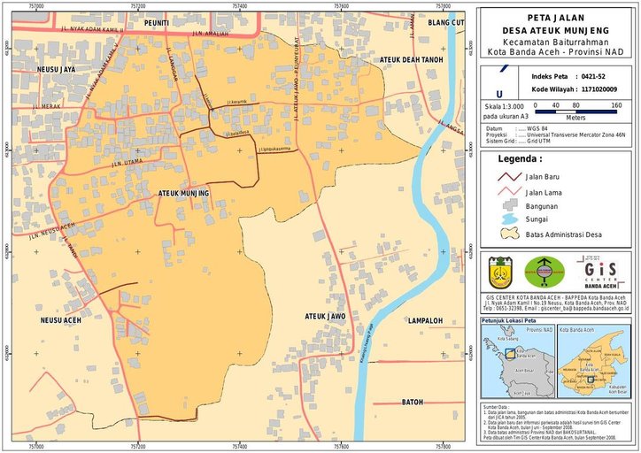 Cuplikan layar peta : PETA_HASIL_SURVEY JALAN DAN SARANA PARIWISATA DESA ATEUK MUNJENG