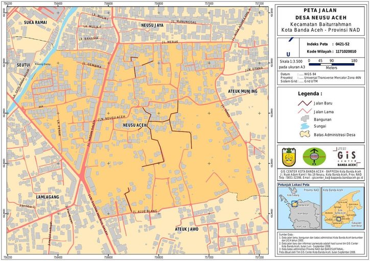 Cuplikan layar peta : PETA_HASIL_SURVEY JALAN DAN SARANA PARIWISATA DESA NEUSU ACEH