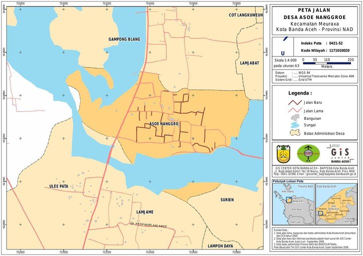 Cuplikan layar peta : PETA HASIL SURVEY JALAN DAN SARANA PARIWISATA DESA ASOE NANGGROE