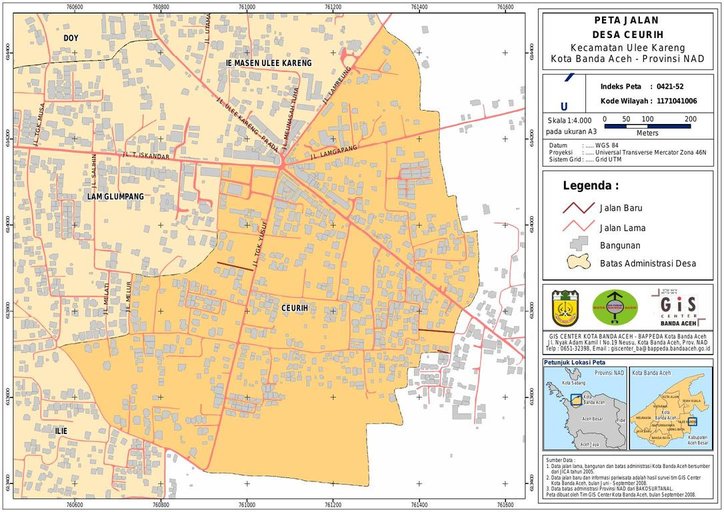 Cuplikan layar peta : PETA HASIL SURVEY JALAN DAN SARANA PARIWISATA DESA CEURIH