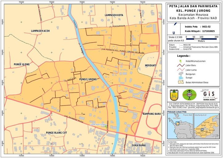 Cuplikan layar peta : PETA HASIL SURVEY JALAN DAN SARANA PARIWISATA DESA PUNGE JURONG