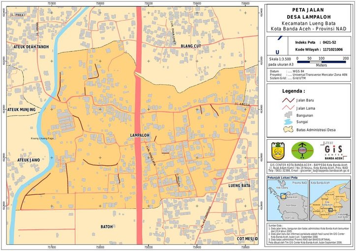 Cuplikan layar peta : PETA HASIL SURVEY JALAN DAN SARANA PARIWISATA DESA LAMPALOH