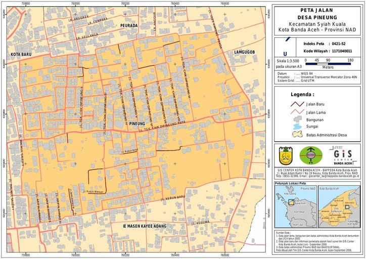 Cuplikan layar peta - PETA HASIL SURVEY JALAN DAN SARANA PARIWISATA DESA PINEUNG