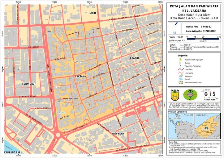 Cuplikan layar peta : PETA HASIL SURVEY JALAN DAN SARANA PARIWISATA KELURAHAN LAKSANA