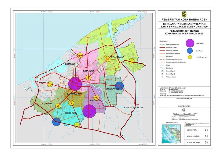 Cuplikan layar peta : Peta Struktur Ruang Kota Banda Aceh Tahun 2029